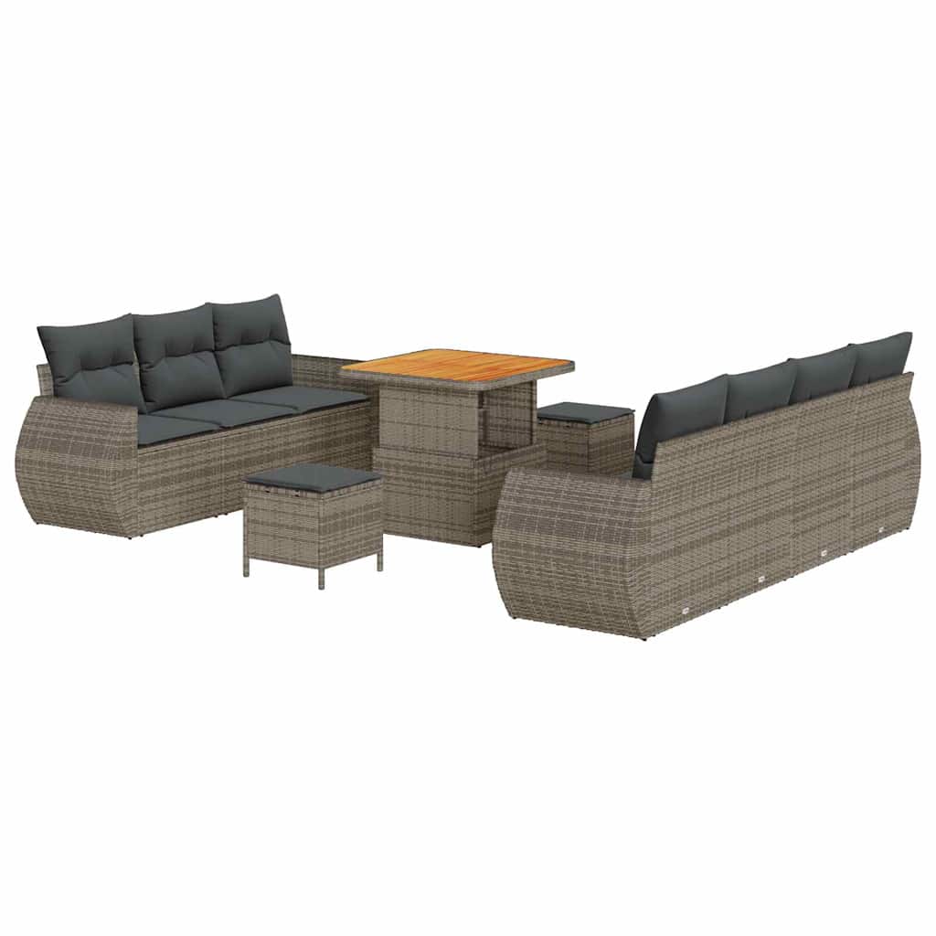 Set Divano da Giardino 10 pz 7-Numero di posti Grigio