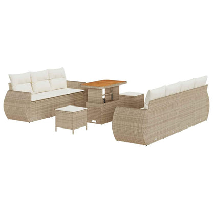 Set Divano da Giardino 10 pz 7-Numero di posti Beige e Crema