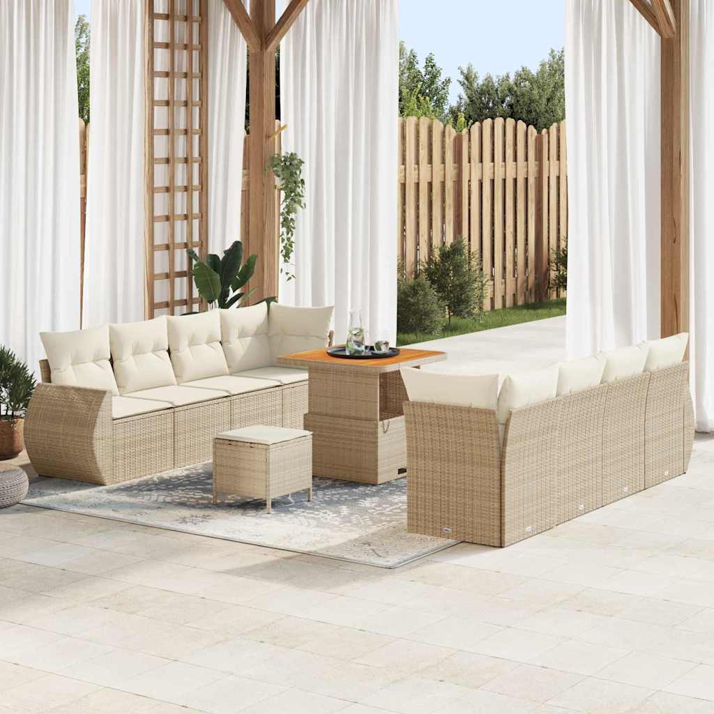 Set Divano da Giardino 11 pcs Beige Poly Rattan - homemem39