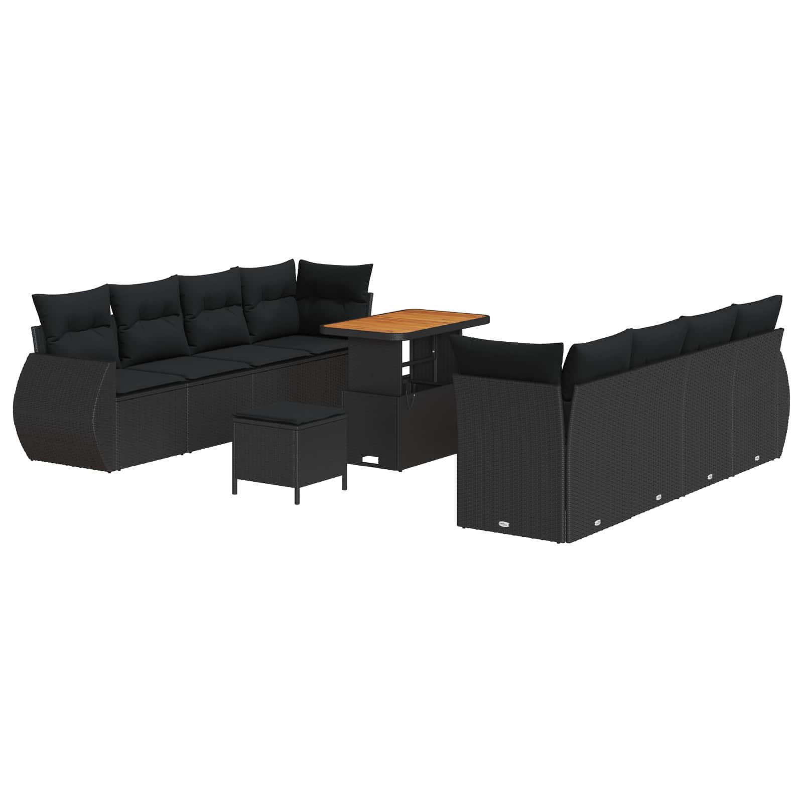 Set Divano da Giardino 11 pcs Nero Poly Rattan | homemem39