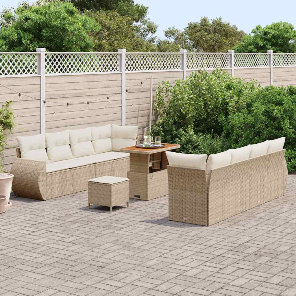 Set Divano da Giardino 11 pcs Beige Poly Rattan - homemem39