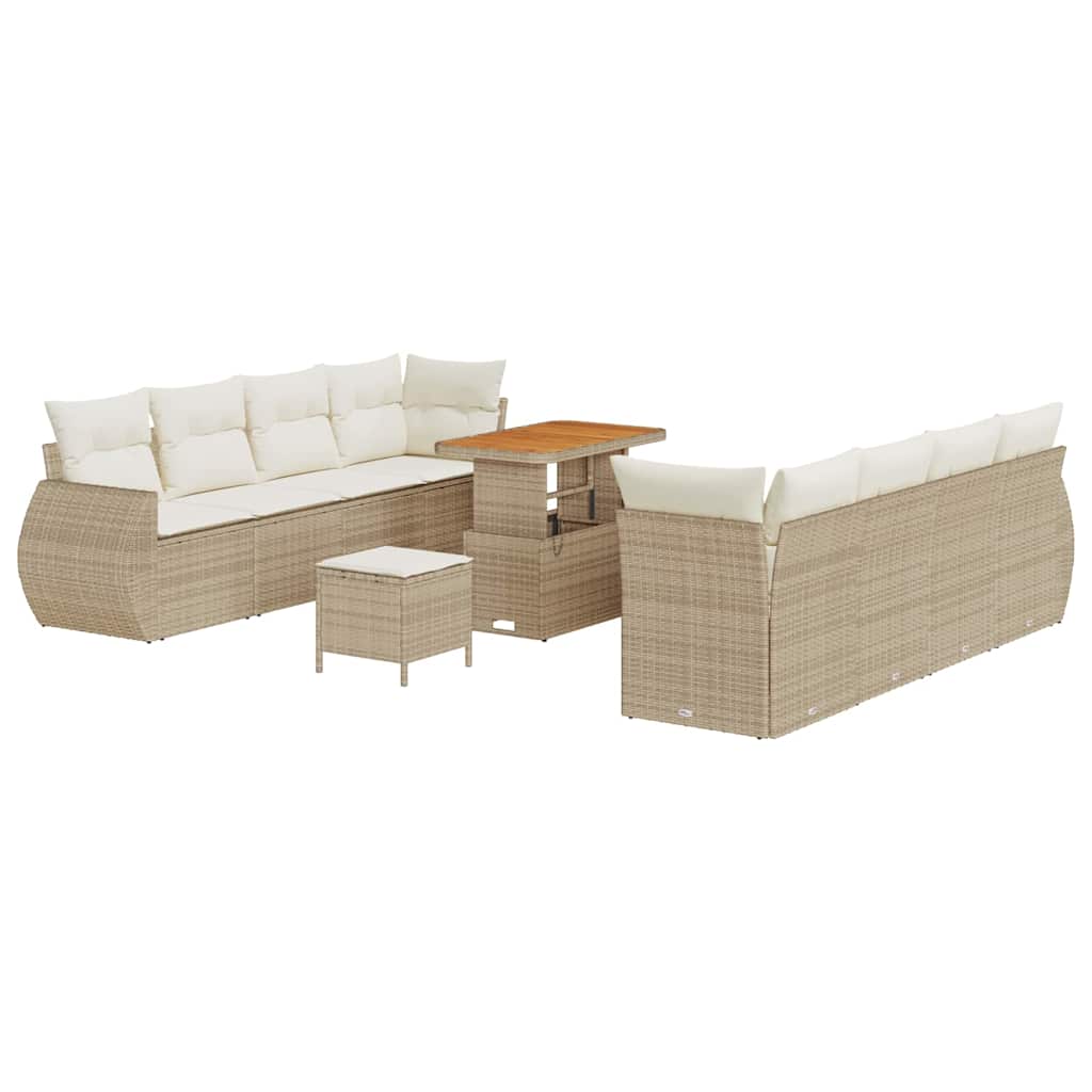 Set Divano da Giardino 11 pcs Beige Poly Rattan - homemem39