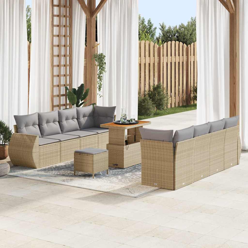 Set Divano da Giardino 11 pcs Beige Poly Rattan - homemem39