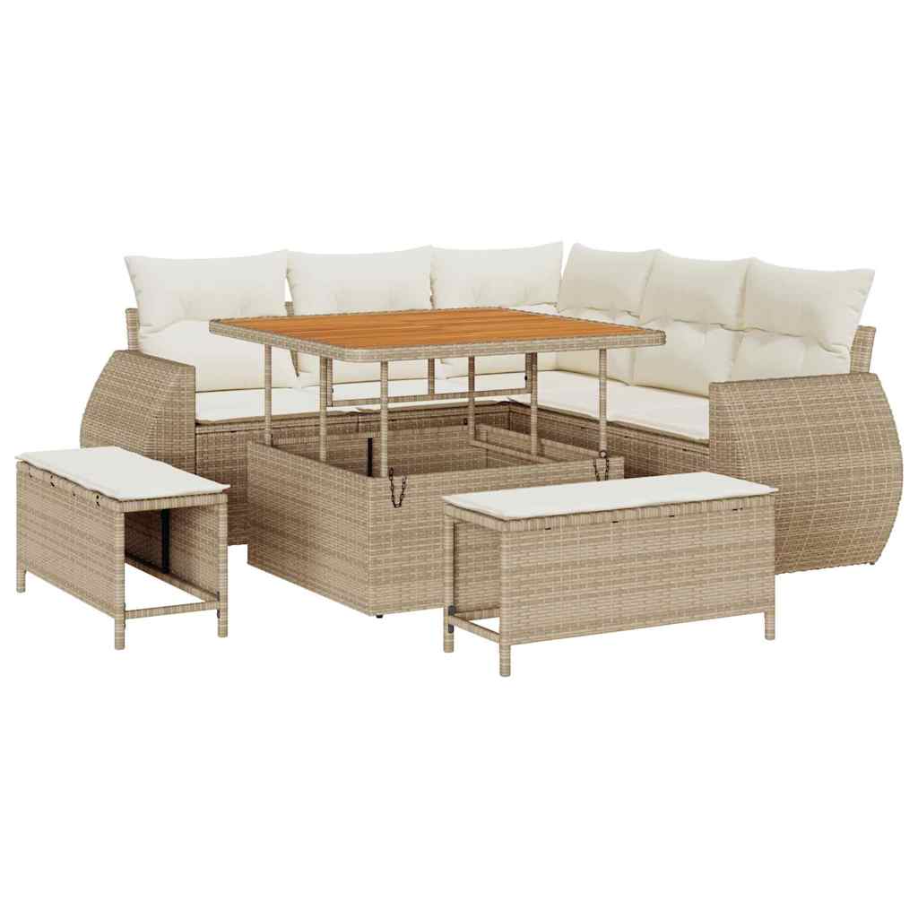 Set Divano da Giardino 8 pcs beige e panna 100 x 100 x 71 cm