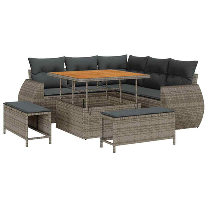 Set Divano da Giardino con cuscino 8 pcs Grigio polyrattan
