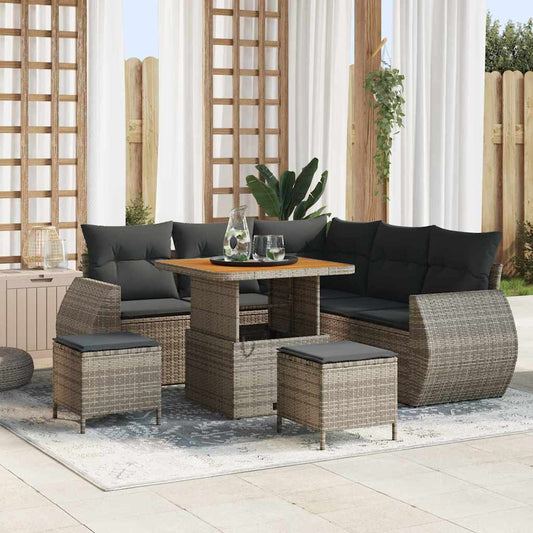 Set Divano da Giardino con cuscino 8 pcs Grigio polyrattan