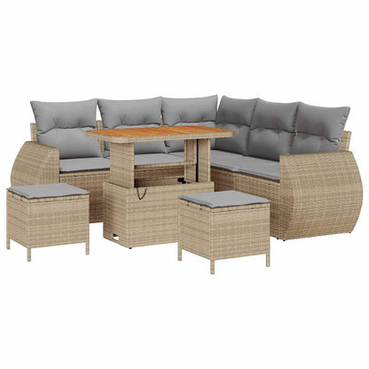 Set Divano da Giardino con cuscino 8 pcs beige e grigio chiaro | homemem39