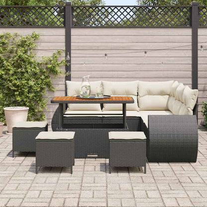 Set Divano da Giardino 9 pcs Nero e Crema polyrattan | homemem39