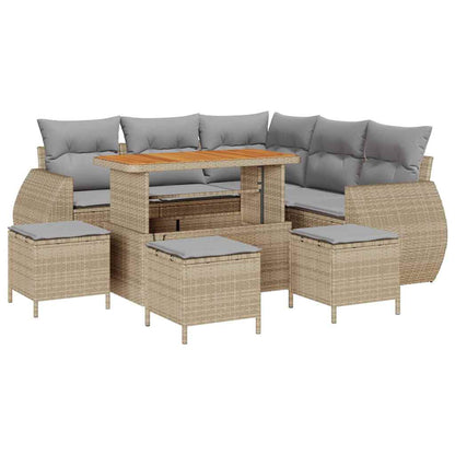 Set Divano da Giardino 9 pcs Beige e Grigio Chiaro polyrattan | homemem39