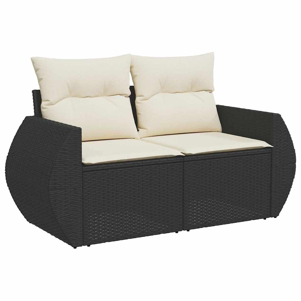 Set Divano da Giardino con cuscino 9 pcs Nero e Crema | homemem39