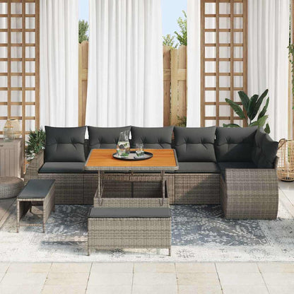 Set Divano da Giardino 9 pcs Grigio Rattan in Polipropilene