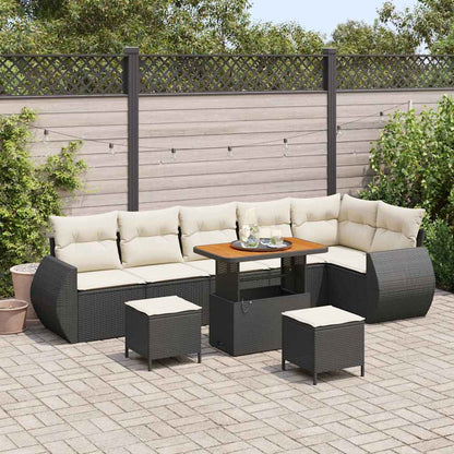Set Divano da Giardino con cuscino 9 pcs Nero e Crema | homemem39