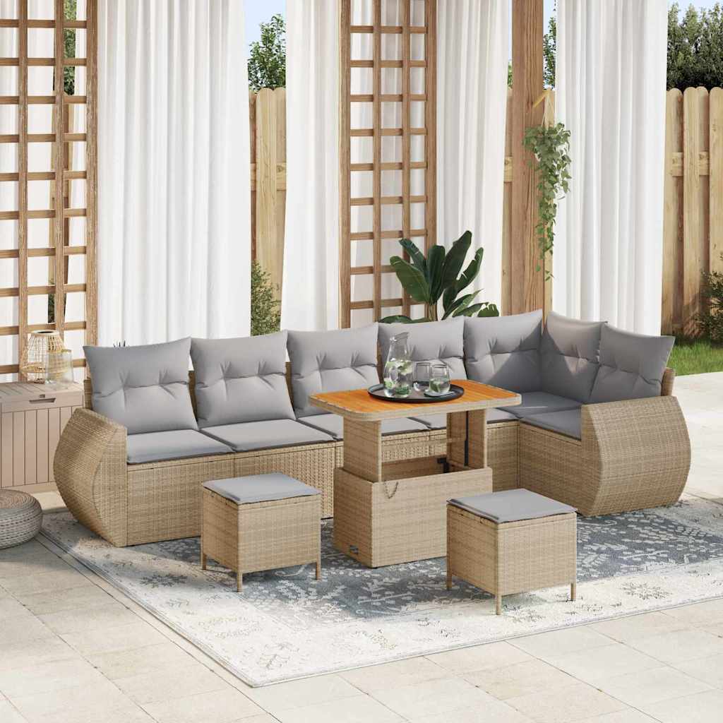 Set Divano da Giardino 9 pz 9-Numero di posti