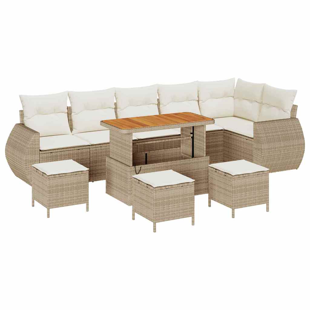 Set Divano da Giardino 10 pz 10-Numero di posti Beige e Crema
