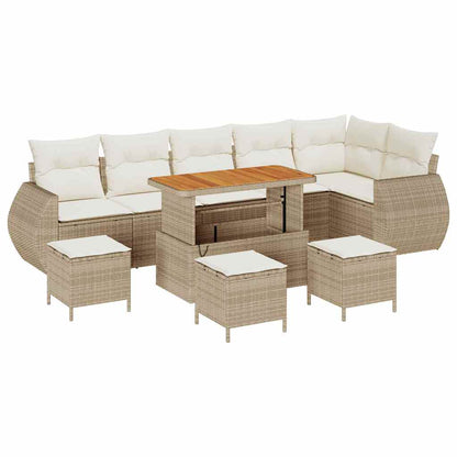 Set Divano da Giardino 10 pz 10-Numero di posti Beige e Crema