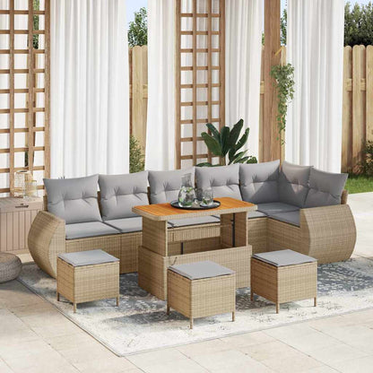 Set Divano da Giardino con cuscino 10 pcs Beige e Grigio Chiaro | homemem39