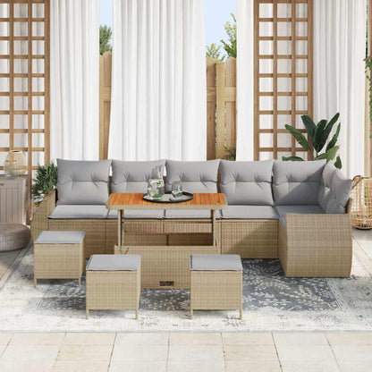 Set Divano da Giardino con cuscino 10 pcs Beige e Grigio Chiaro | homemem39