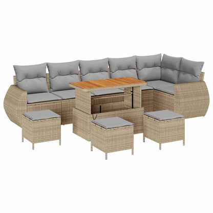 Set Divano da Giardino con cuscino 10 pcs Beige e Grigio Chiaro | homemem39