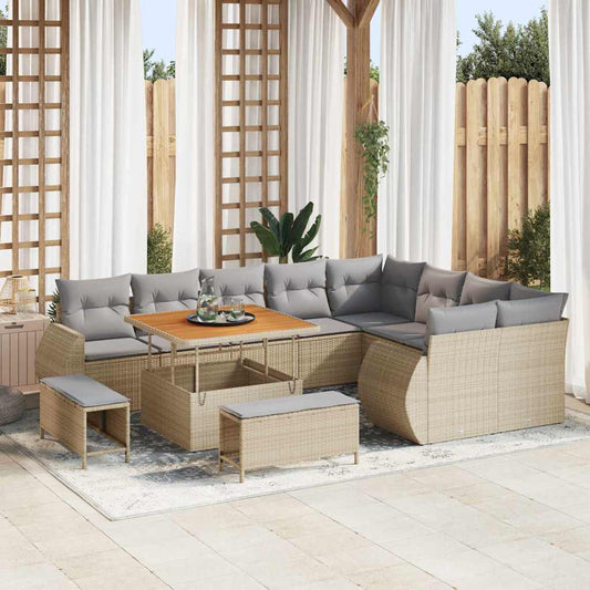 Set Divano da Giardino con cuscino 12 pcs Beige e Grigio Chiaro