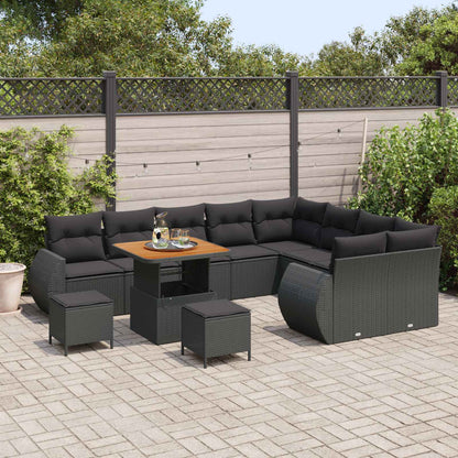 Set Divano da Giardino 12 pz 12-Numero di posti Nero