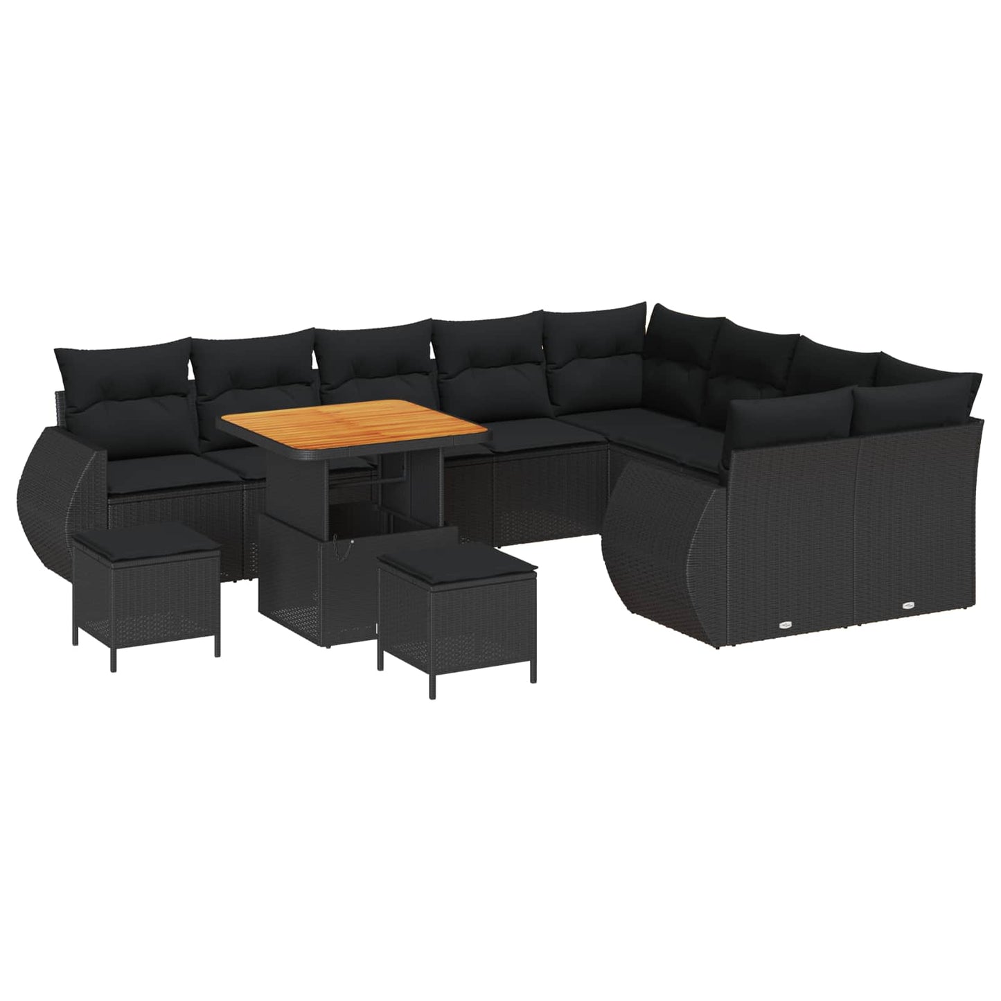 Set Divano da Giardino 12 pz 12-Numero di posti Nero