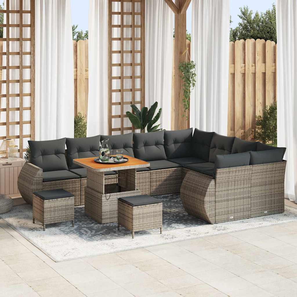 Set Divano da Giardino 12 pz 12-Numero di posti Grigio