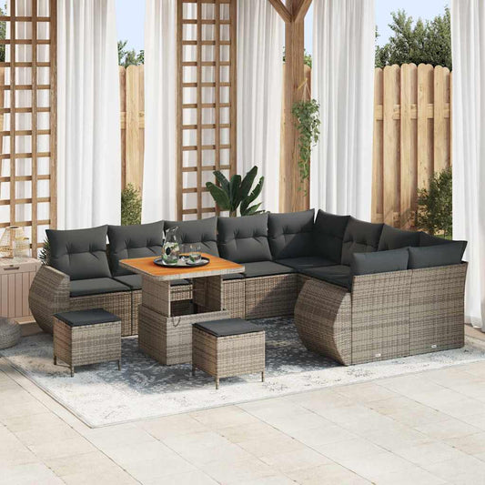Set Divano da Giardino 12 pcs Grigio Rattan in Polipropilene