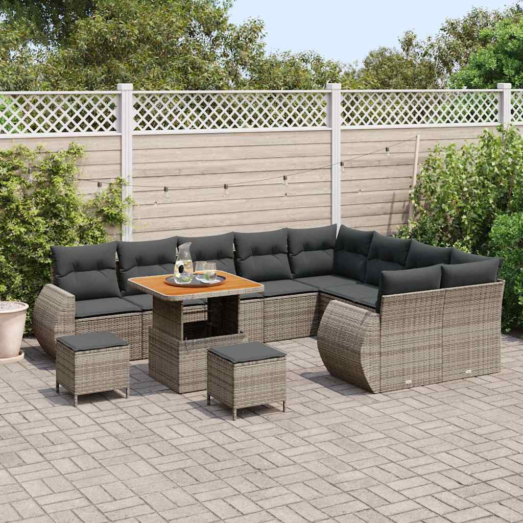 Set Divano da Giardino 12 pz 12-Numero di posti Grigio