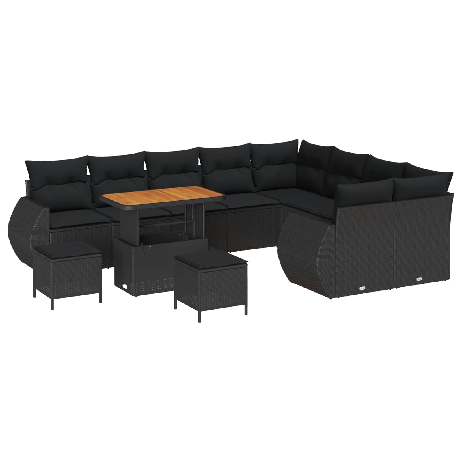 Set Divano da Giardino con cuscino 12 pcs Nero | homemem39