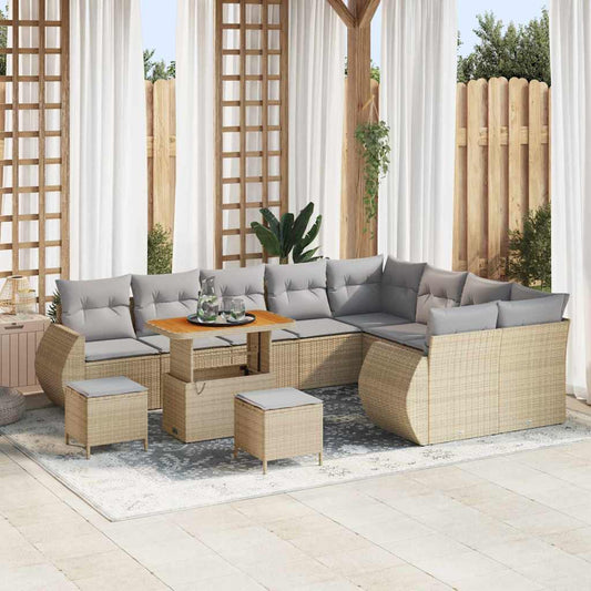 Set Divano da Giardino con cuscino 12 pcs Beige e Grigio Chiaro