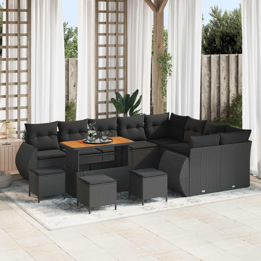 Set Divano da Giardino 13 pcs Nero Rattan in Polipropilene