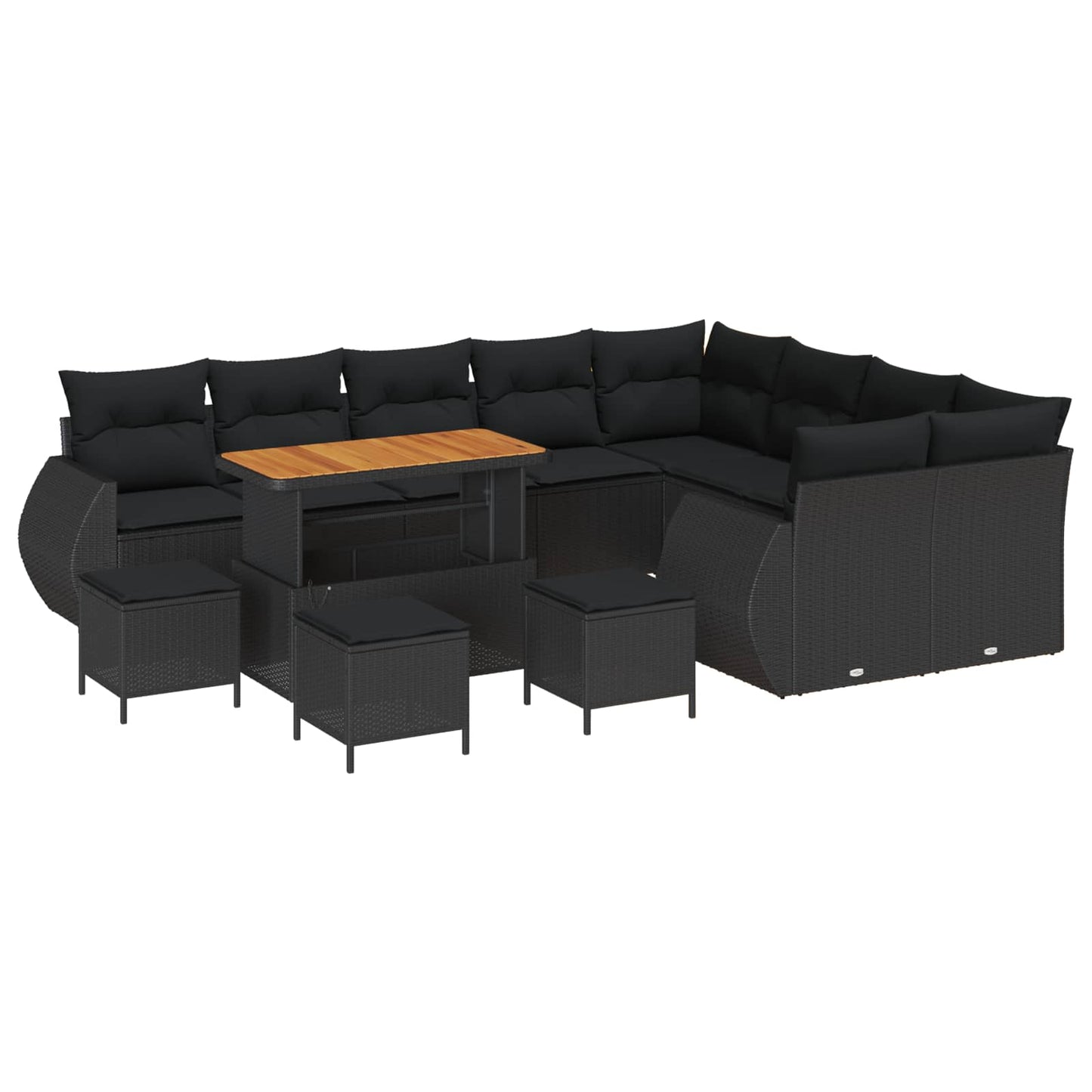 Set Divano da Giardino 13 pz 12-Numero di posti Nero
