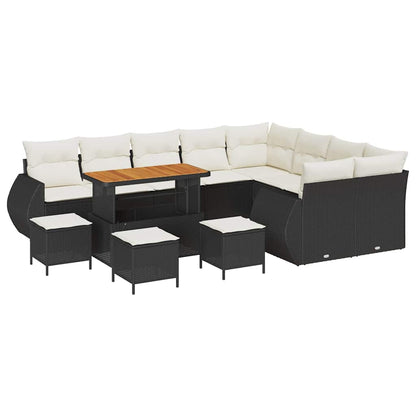 Set Divano da Giardino 13 pz 13-Numero di posti Nero e Crema