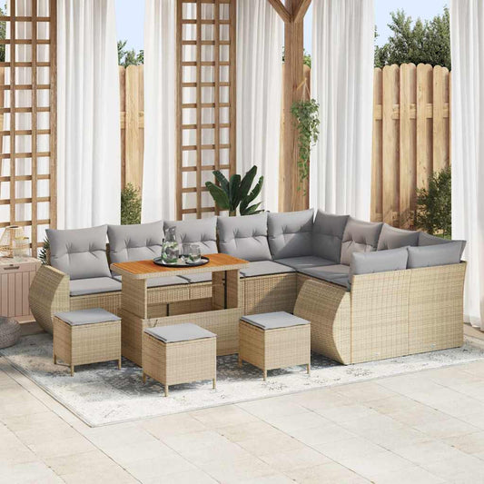Set Divano da Giardino con cuscino 13 pcs Beige e Grigio Chiaro
