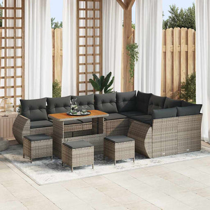 Set Divano da Giardino 13 pz 13-Numero di posti Grigio