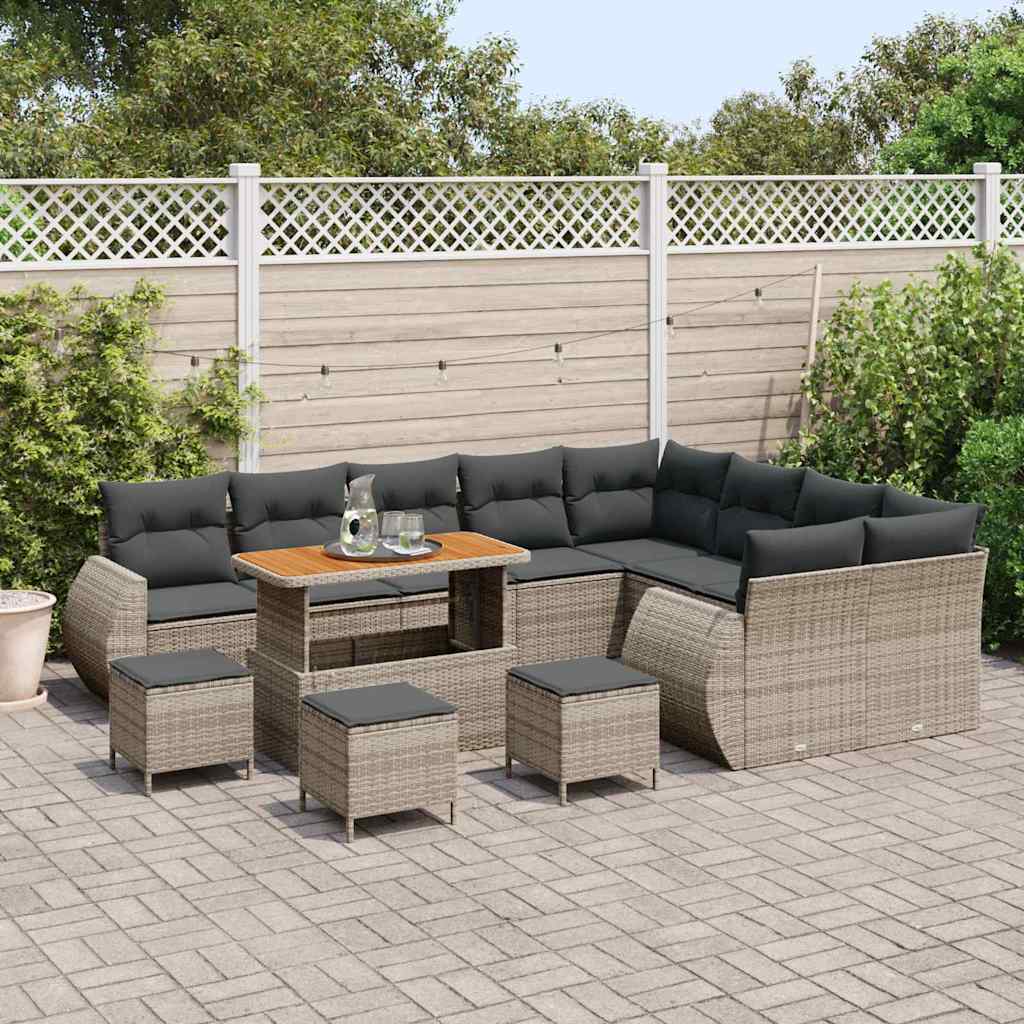 Set Divano da Giardino 13 pz 13-Numero di posti Grigio