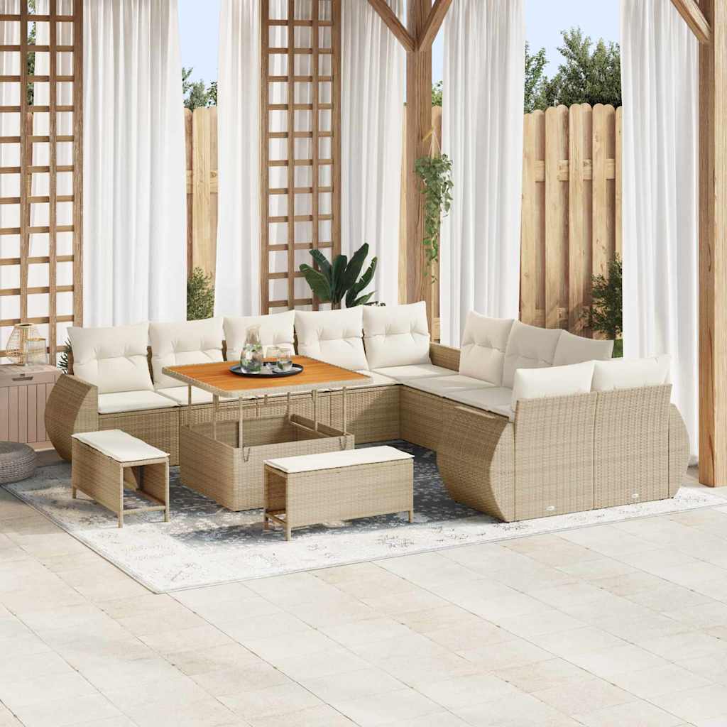 Set Divano da Giardino con cuscino 13 pcs beige e panna | homemem39