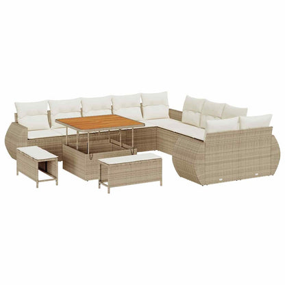 Set Divano da Giardino con cuscino 13 pcs beige e panna | homemem39