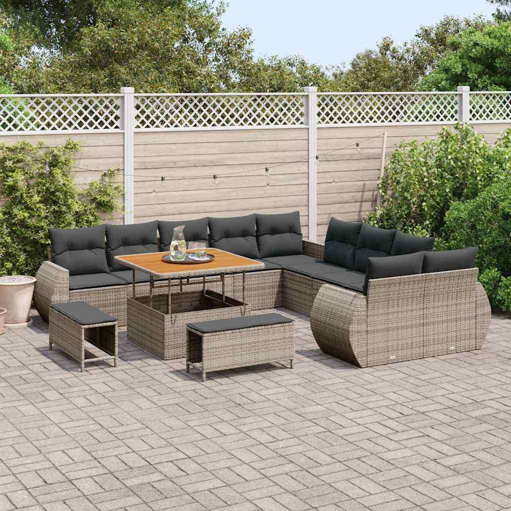 Set Divano da Giardino con cuscino 13 pcs Grigio | homemem39
