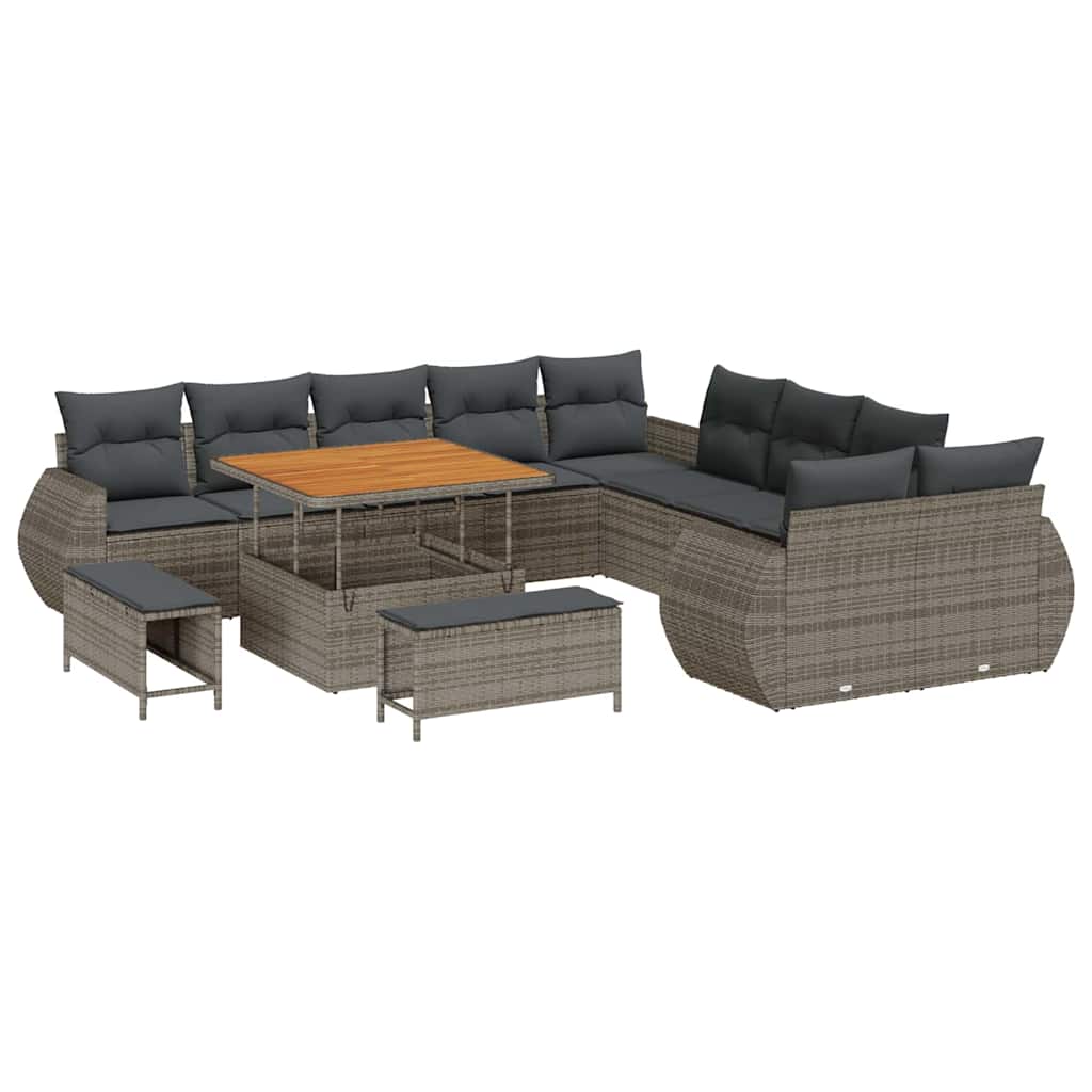 Set Divano da Giardino con cuscino 13 pcs Grigio | homemem39