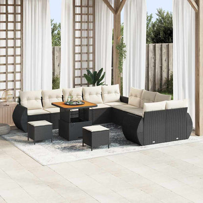 Set Divano da Giardino con cuscino 13 pcs Nero e crema | homemem39