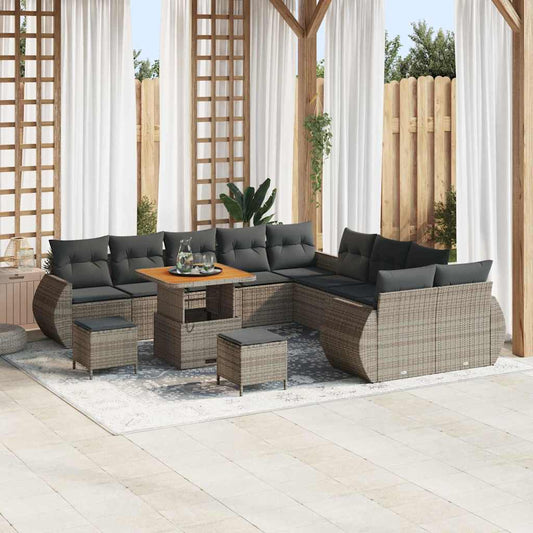Set Divano da Giardino con cuscino 13 pcs Grigio