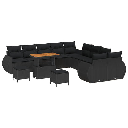 Set Divano da Giardino con cuscino 13 pcs Nero | homemem39