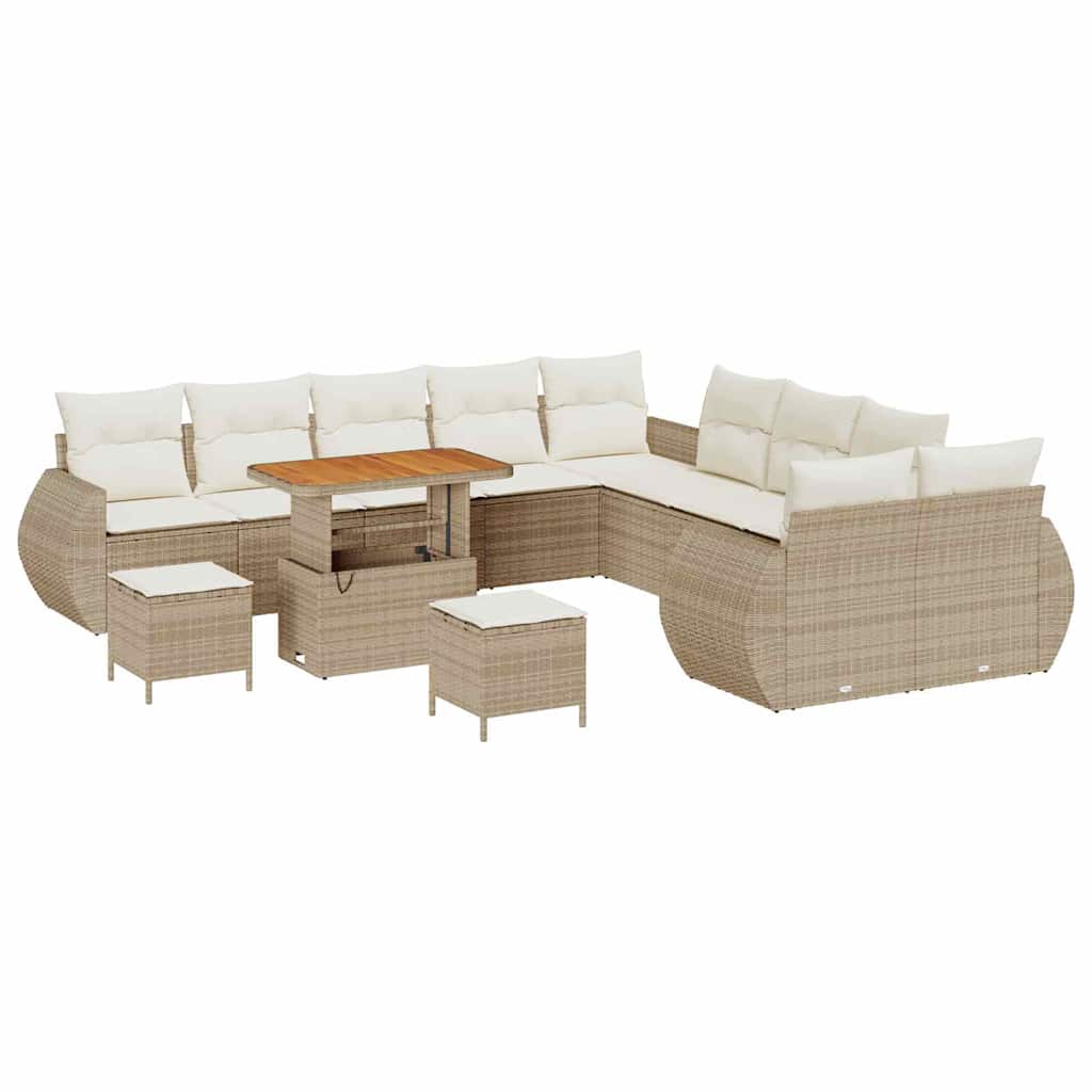 Set Divano da Giardino con cuscino 13 pcs beige e panna | homemem39