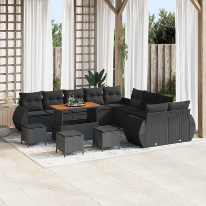 Set Divano da Giardino 14 pz 14-Numero di posti Nero
