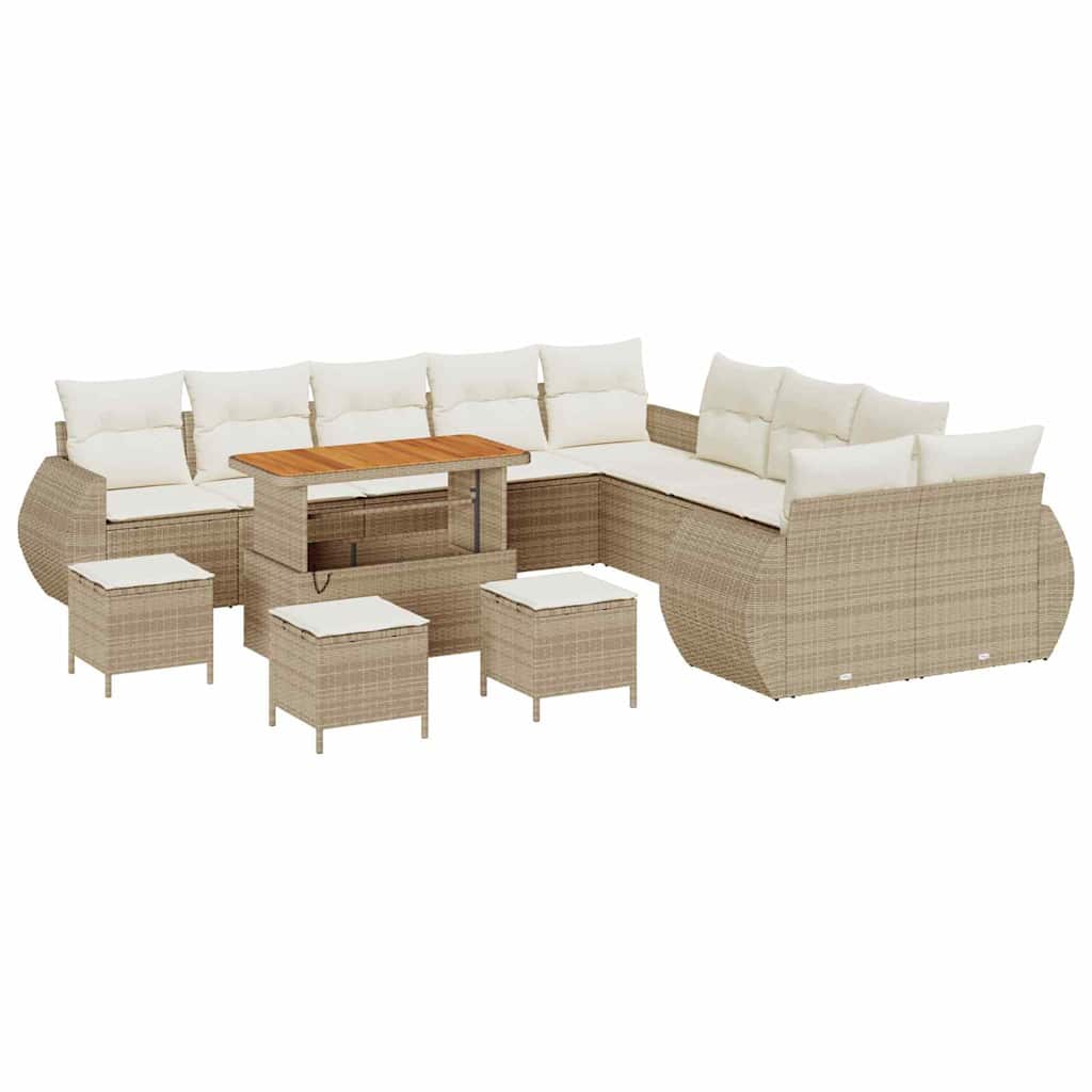 Set Divano da Giardino con cuscino 14 pcs beige e panna