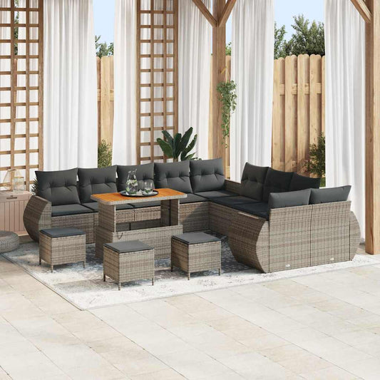 Set Divano da Giardino con cuscino 14 pcs Grigio