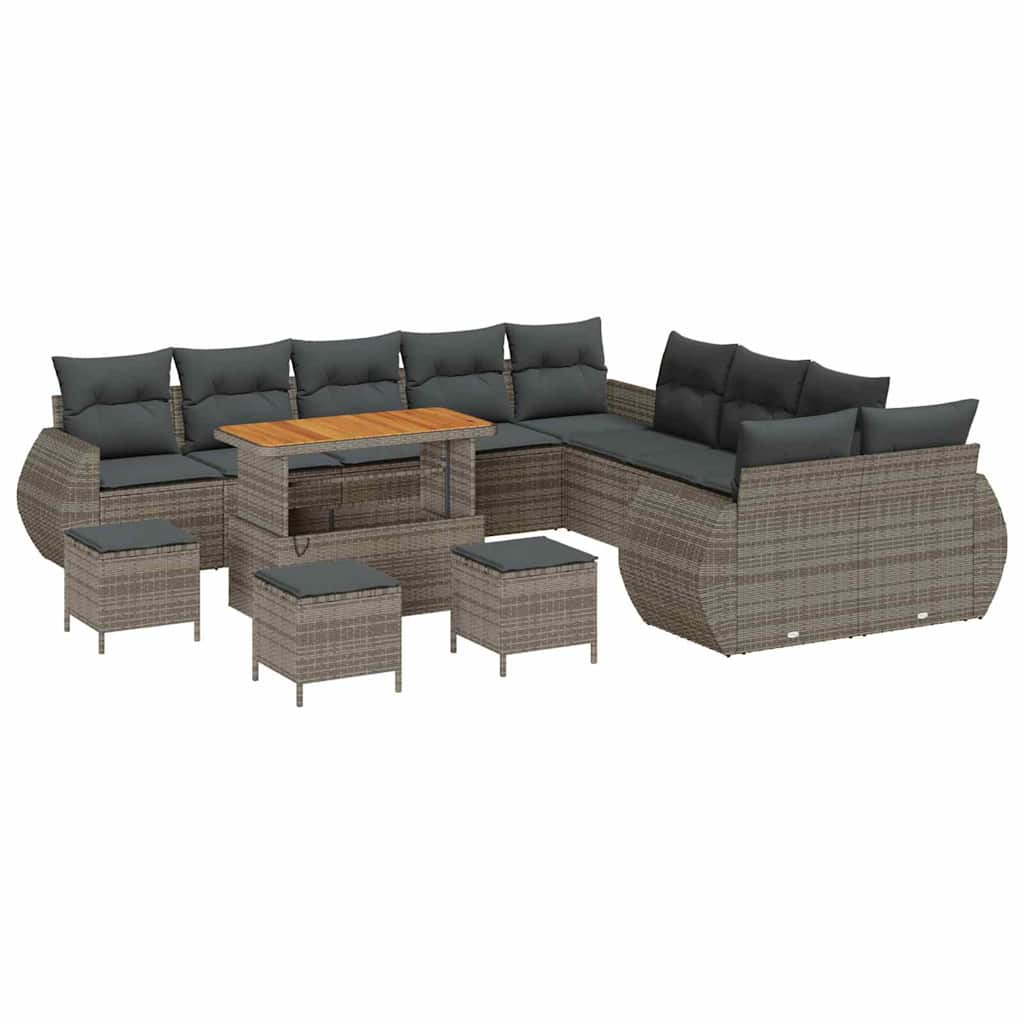 Set Divano da Giardino con cuscino 14 pcs Grigio | homemem39