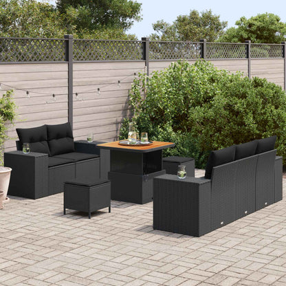Set Divano da Giardino 8 pz 8-Numero di posti Nero