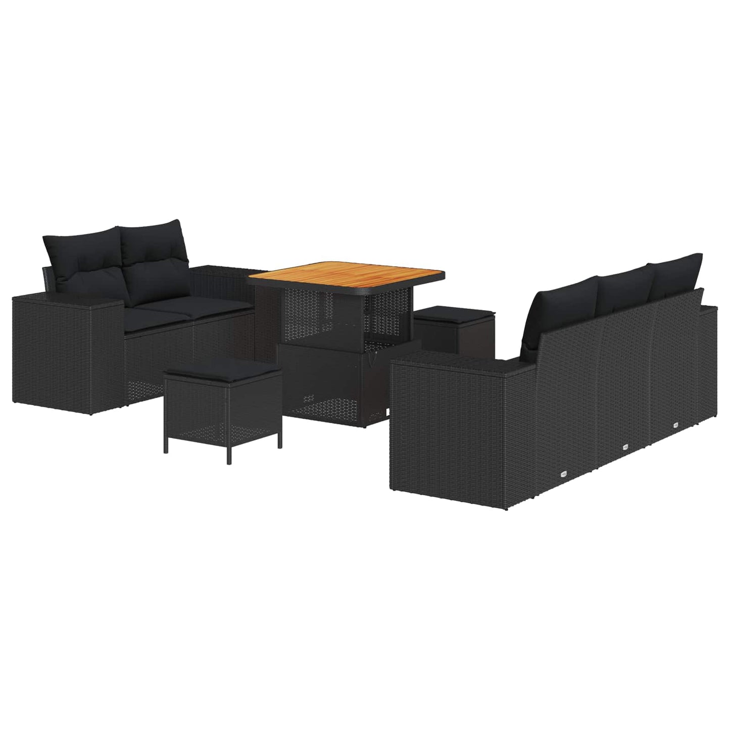 Set Divano da Giardino 8 pz 8-Numero di posti Nero